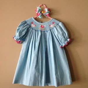 Zucchini Smocked Chicken Pink Cord Pant Set 3T/4T